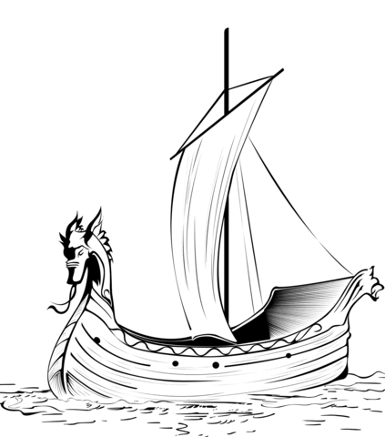 Viking Ship Coloring Page